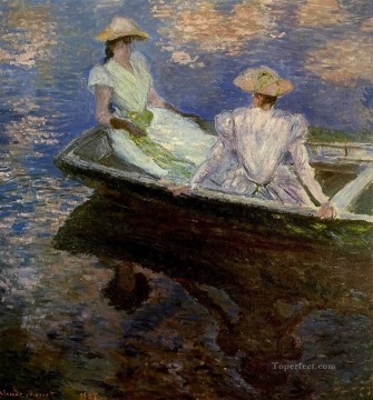 Chicas jóvenes en un bote de remos Claude Monet Pinturas al óleo